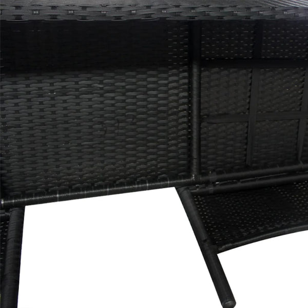 vidaXL 2-Seater Garden Sofa with Tea Table Poly Rattan Black
