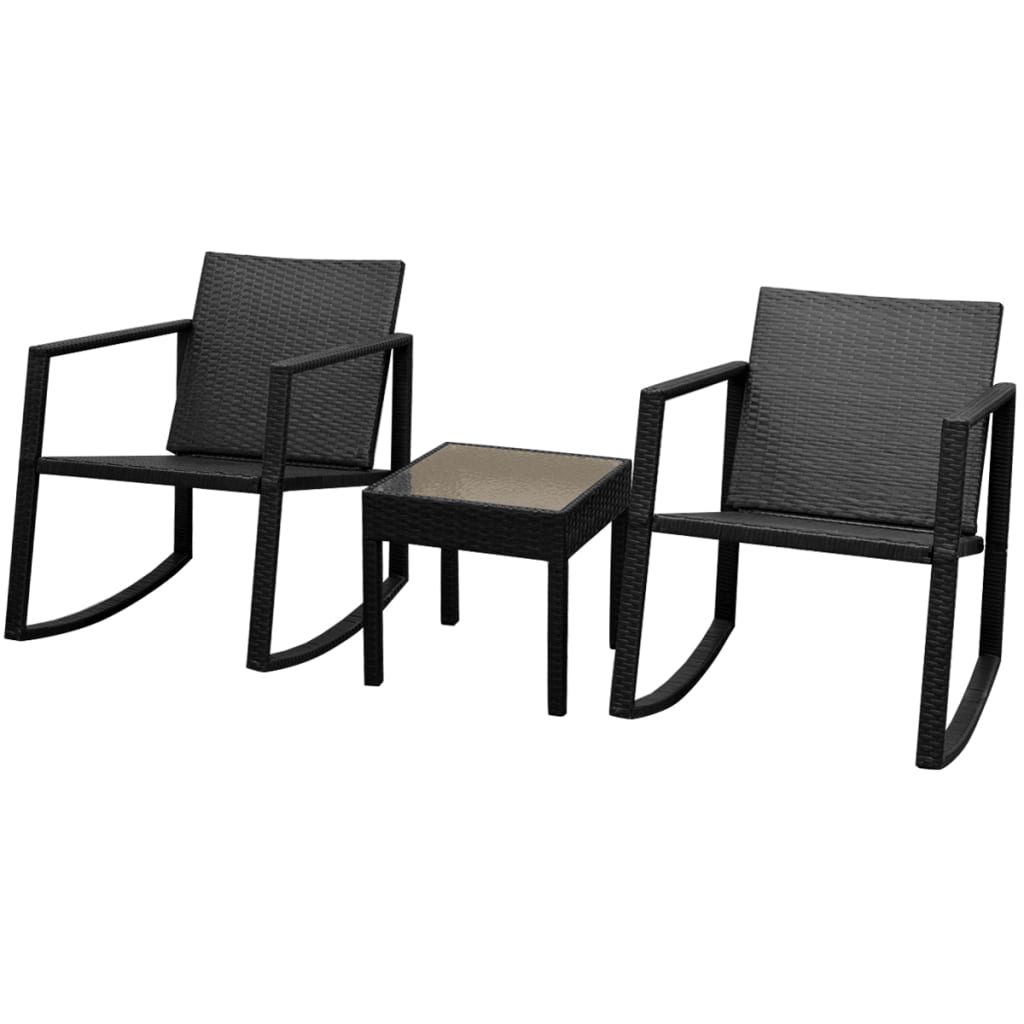 vidaXL 3-Piece Bistro Set Poly Rattan Black