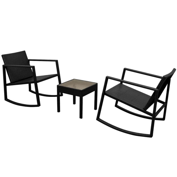 vidaXL 3-Piece Bistro Set Poly Rattan Black