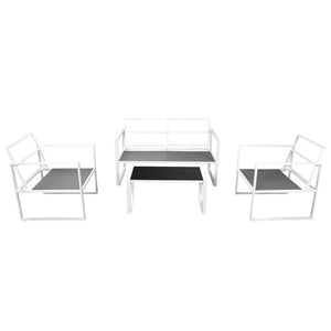 vidaXL 4-Piece Garden Lounge Set with Cushions Steel White
