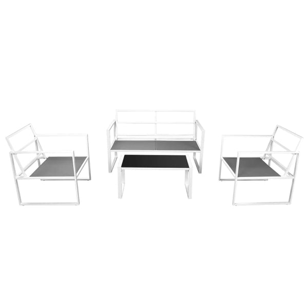 vidaXL 4-Piece Garden Lounge Set with Cushions Steel White