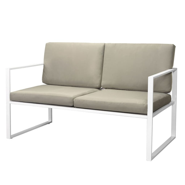 vidaXL 4-Piece Garden Lounge Set with Cushions Steel White