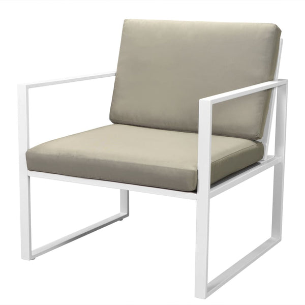 vidaXL 4-Piece Garden Lounge Set with Cushions Steel White