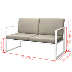 vidaXL 4-Piece Garden Lounge Set with Cushions Steel White