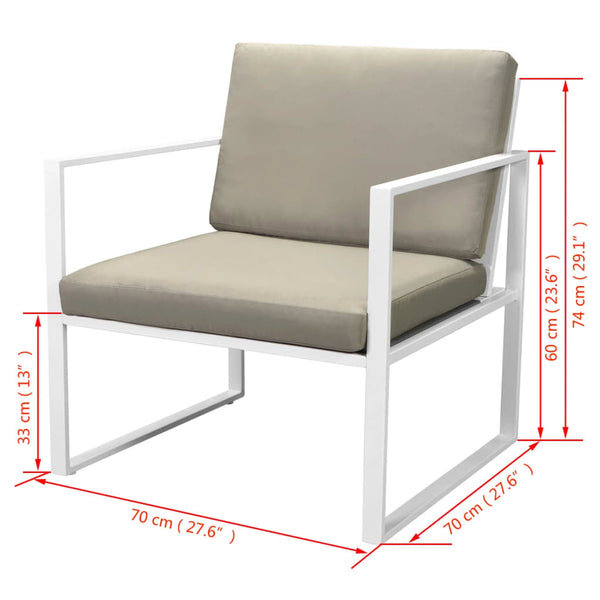 vidaXL 4-Piece Garden Lounge Set with Cushions Steel White