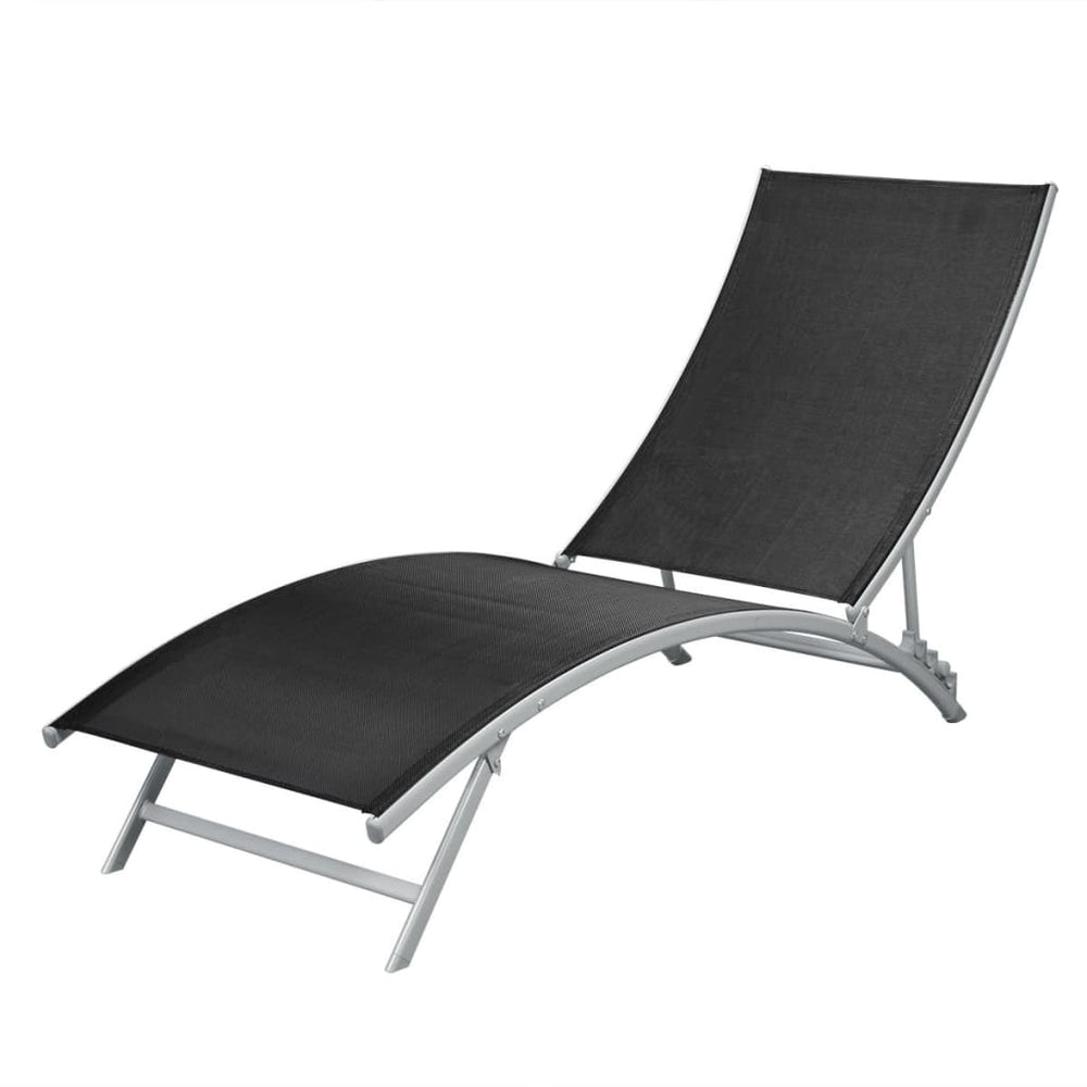 vidaXL Sun Lounger Steel and Textilene Black