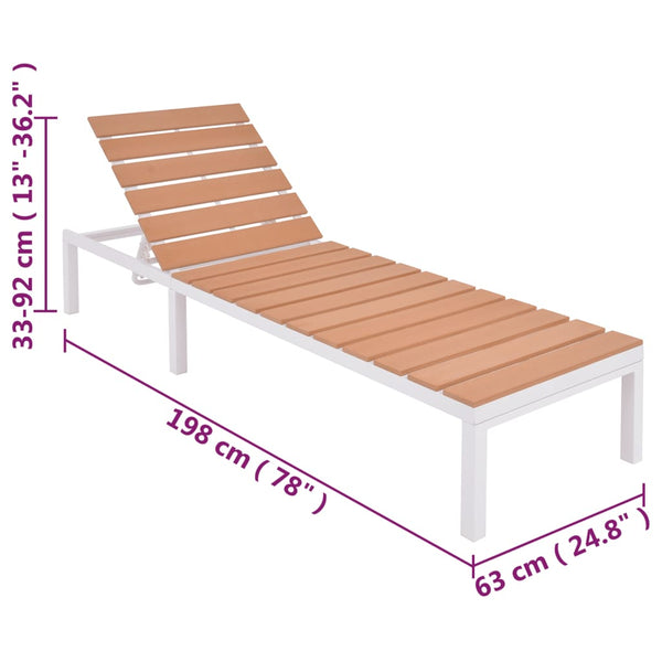 vidaXL Sun Lounger with Table Aluminum WPC White and Brown