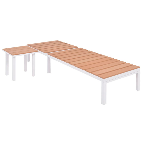 vidaXL Sun Lounger with Table Aluminum WPC White and Brown