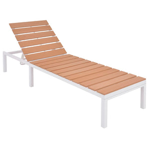 vidaXL Sun Lounger with Table Aluminum WPC White and Brown