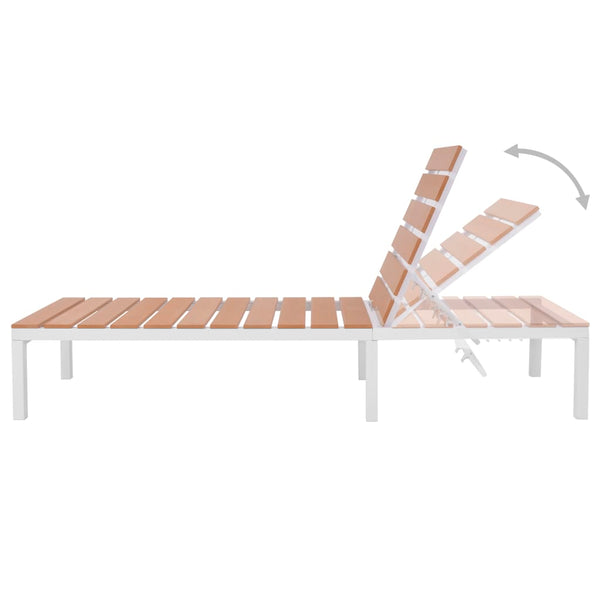 vidaXL Sun Lounger with Table Aluminum WPC White and Brown