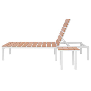 vidaXL Sun Lounger with Table Aluminum WPC White and Brown