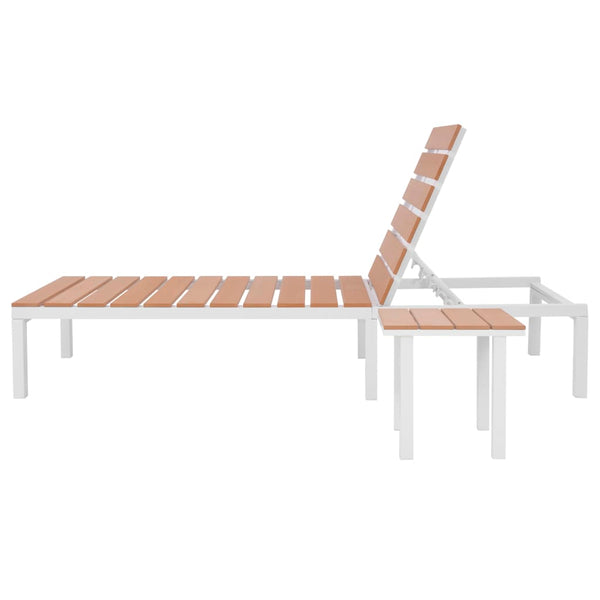 vidaXL Sun Lounger with Table Aluminum WPC White and Brown