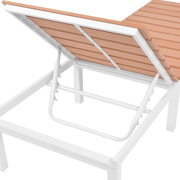 vidaXL Sun Lounger with Table Aluminum WPC White and Brown