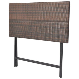 vidaXL 7-Piece Folding Outdoor Dining Set Steel Poly Rattan Brown