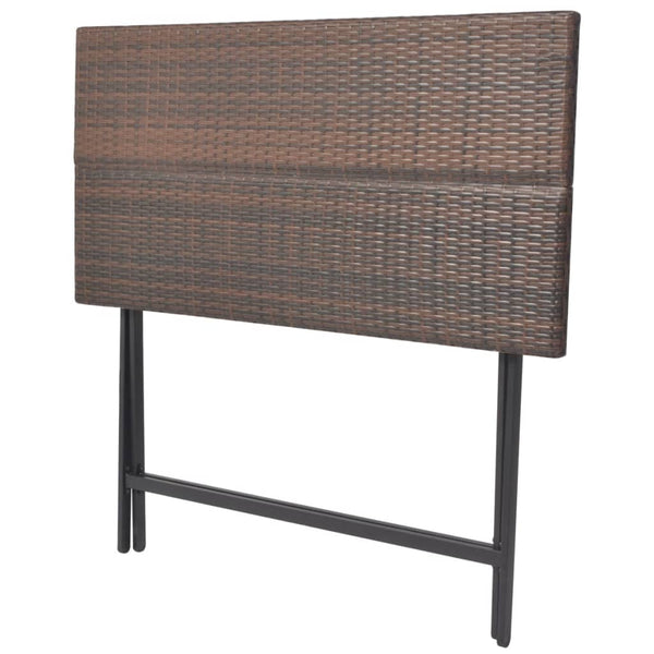 vidaXL 7-Piece Folding Outdoor Dining Set Steel Poly Rattan Brown