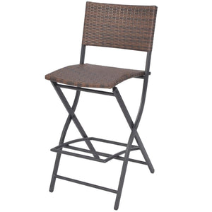 vidaXL 7-Piece Folding Outdoor Dining Set Steel Poly Rattan Brown