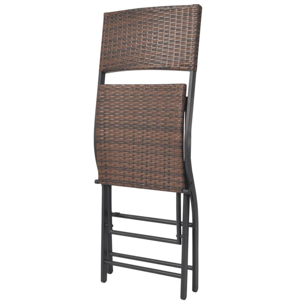 vidaXL 7-Piece Folding Outdoor Dining Set Steel Poly Rattan Brown