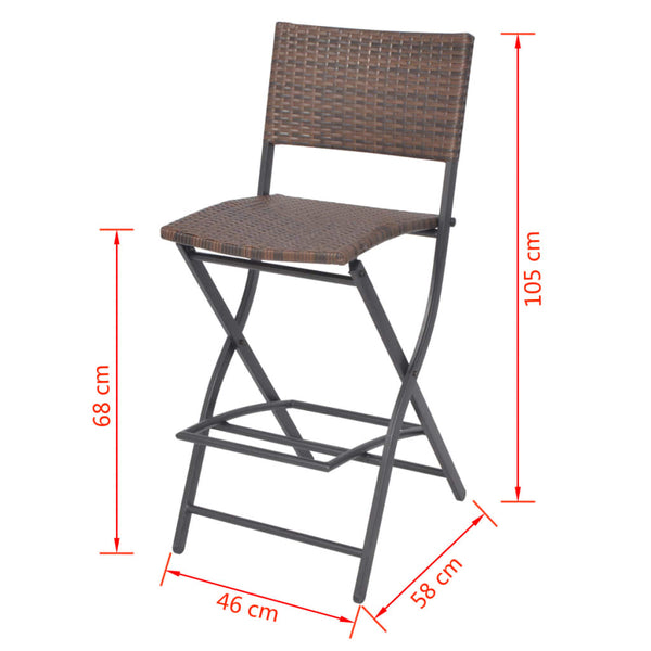 vidaXL 7-Piece Folding Outdoor Dining Set Steel Poly Rattan Brown