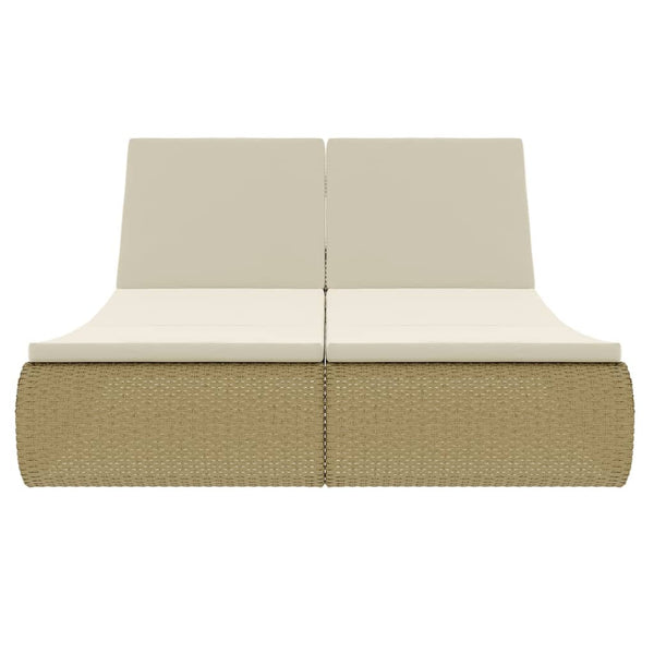 vidaXL Outdoor Poly Rattan Sun Lounger Beige