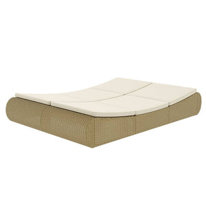 vidaXL Outdoor Poly Rattan Sun Lounger Beige