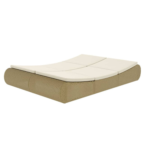 vidaXL Outdoor Poly Rattan Sun Lounger Beige