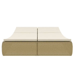 vidaXL Outdoor Poly Rattan Sun Lounger Beige
