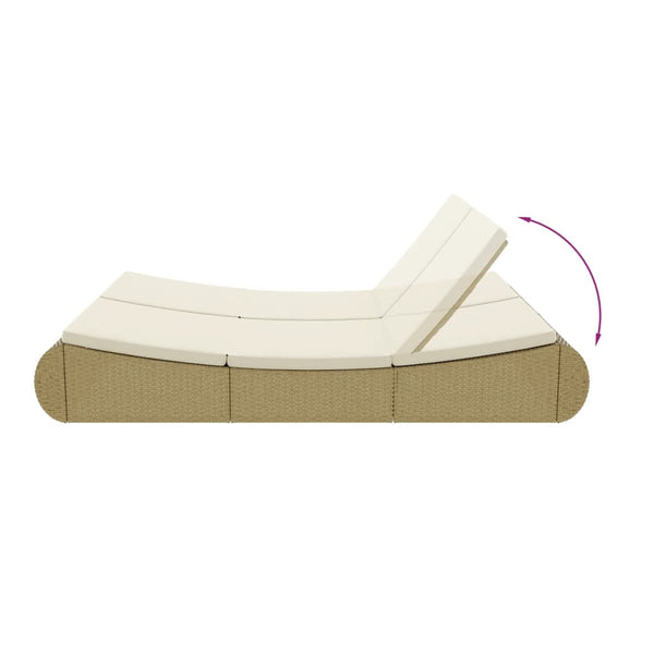 vidaXL Outdoor Poly Rattan Sun Lounger Beige