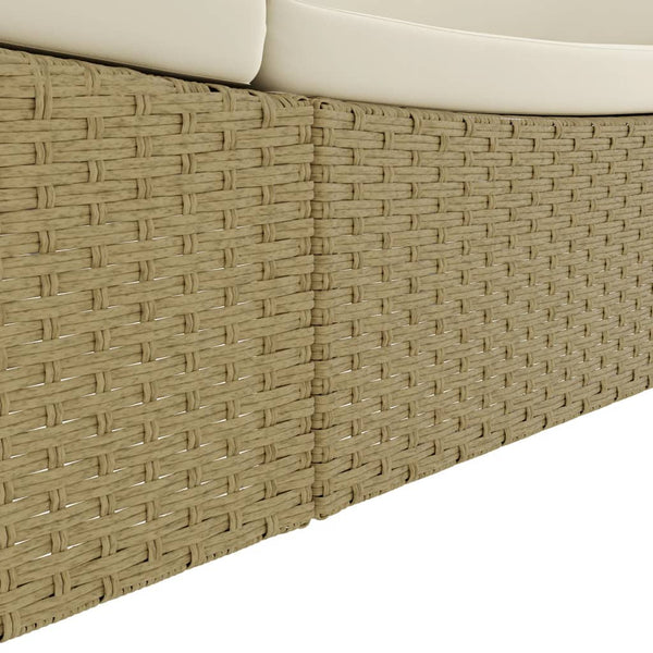 vidaXL Outdoor Poly Rattan Sun Lounger Beige