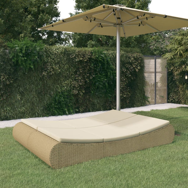 vidaXL Outdoor Poly Rattan Sun Lounger Beige