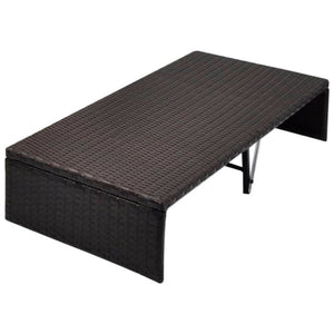 vidaXL Garden Daybed with Canopy Brown 190x130 cm Poly Rattan
