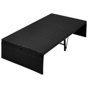 vidaXL Garden Daybed with Canopy Black 190x130 cm Poly Rattan