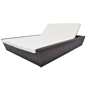 vidaXL Outdoor Lounge Bed with Cushions Poly Rattan Brown
