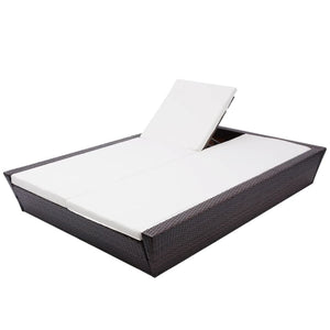 vidaXL Outdoor Lounge Bed with Cushions Poly Rattan Brown