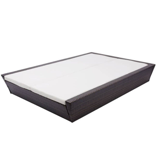 vidaXL Outdoor Lounge Bed with Cushions Poly Rattan Brown
