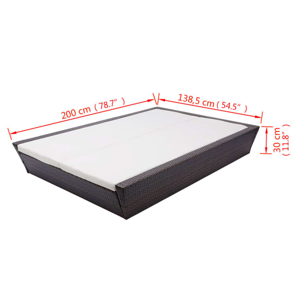 vidaXL Outdoor Lounge Bed with Cushions Poly Rattan Brown