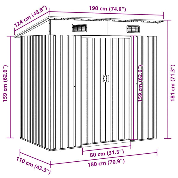 vidaXL Garden Shed Green Metal