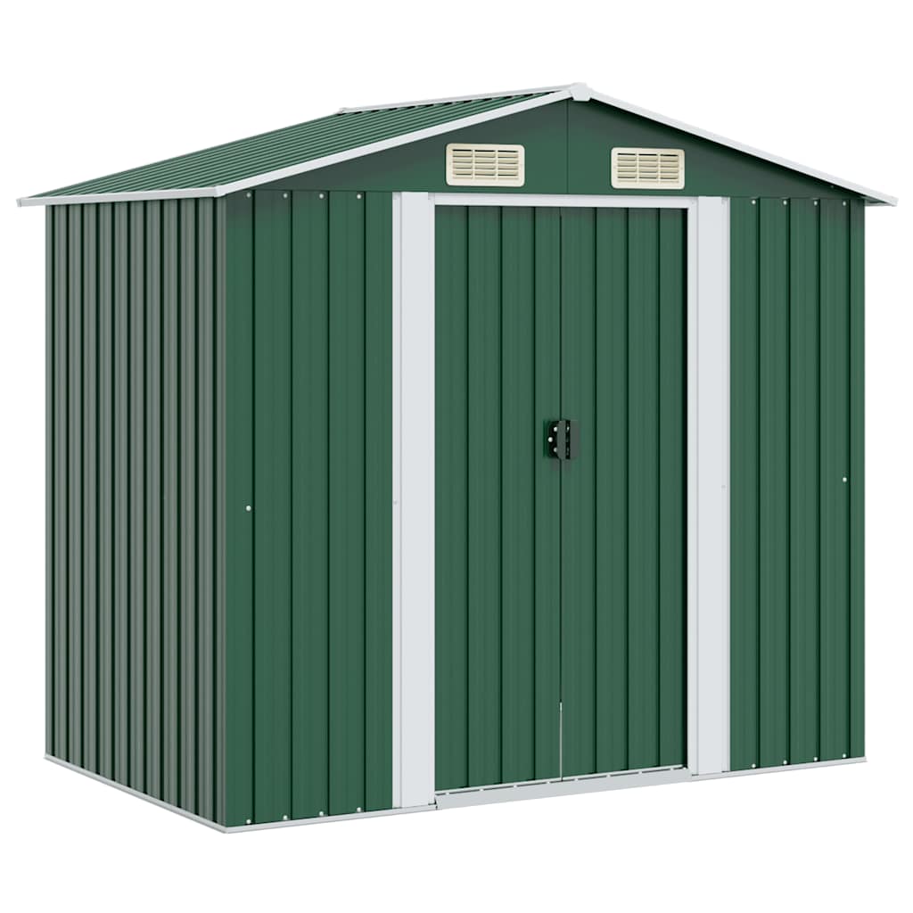 vidaXL Garden Shed Green Metal 204 x 132 x 186 cm