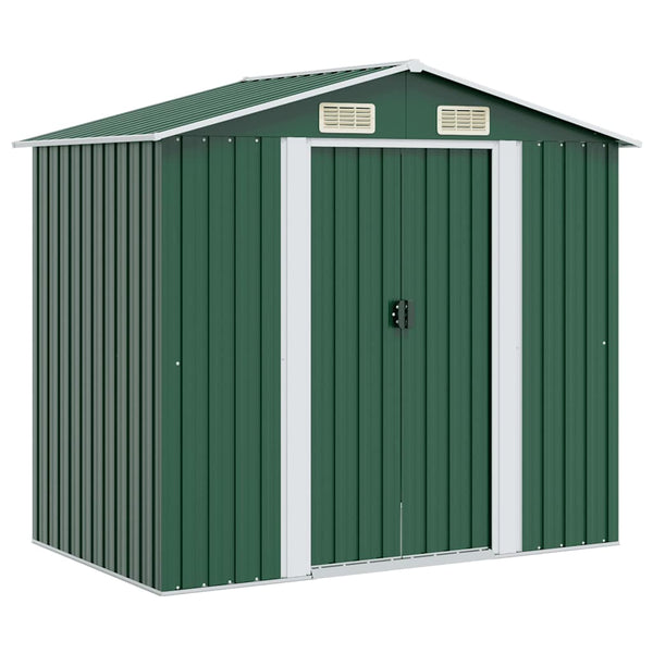 vidaXL Garden Shed Green Metal 204 x 132 x 186 cm