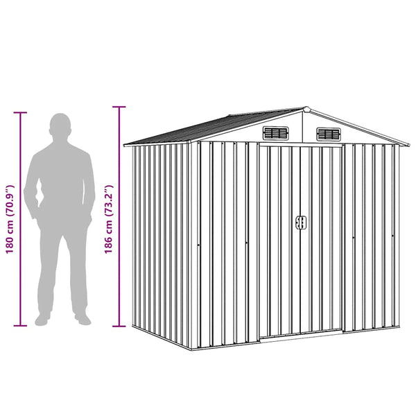 vidaXL Garden Shed Green Metal 204 x 132 x 186 cm