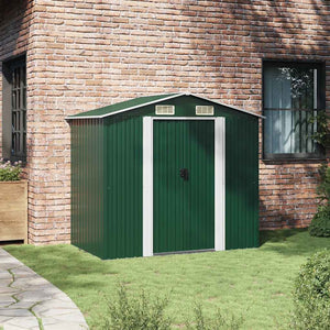 vidaXL Garden Shed Green Metal 204 x 132 x 186 cm