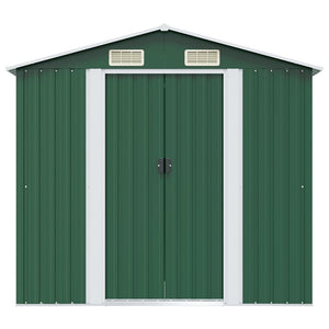 vidaXL Garden Shed Green Metal 204 x 132 x 186 cm