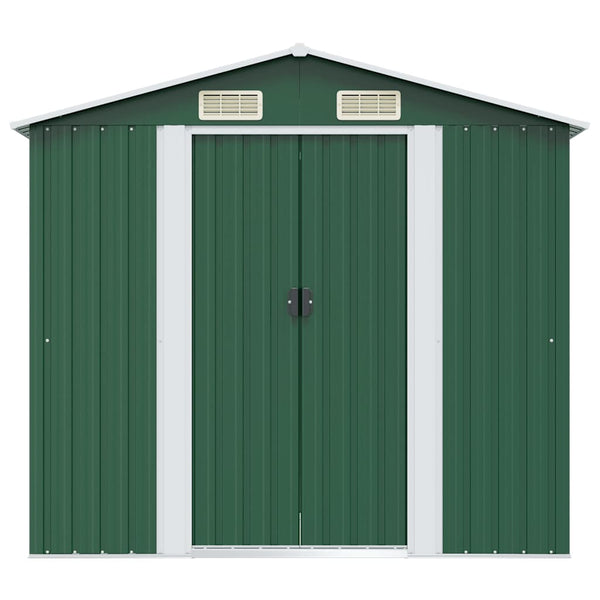 vidaXL Garden Shed Green Metal 204 x 132 x 186 cm
