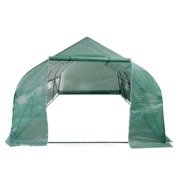 vidaXL Polytunnel Greenhouse Walk-in & Mobile Steel Frame 18 m²