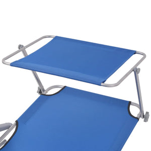 vidaXL Sun Lounger with Sunshade Steel Blue