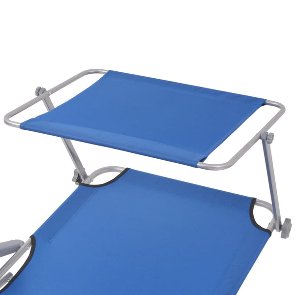 vidaXL Sun Lounger with Sunshade Steel Blue