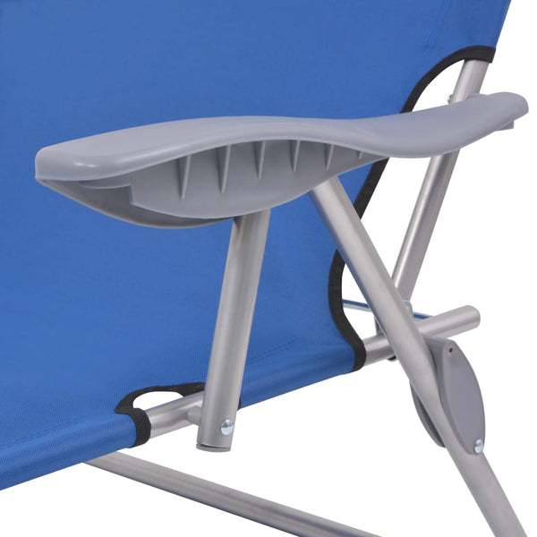 vidaXL Sun Lounger with Sunshade Steel Blue
