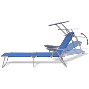 vidaXL Sun Lounger with Sunshade Steel Blue