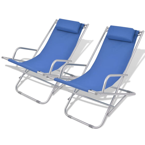 vidaXL Sun Loungers 2 pcs Steel Blue