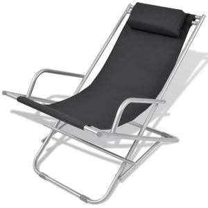 vidaXL Sun Loungers 2 pcs Steel Black