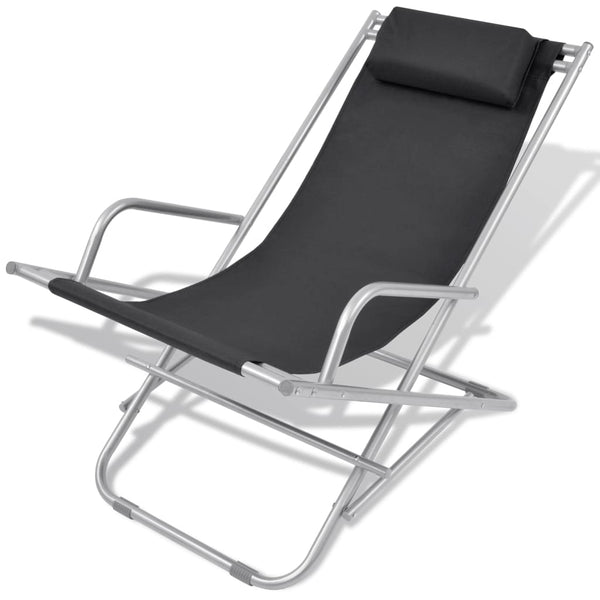 vidaXL Sun Loungers 2 pcs Steel Black